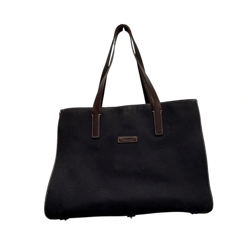 Dooney & Bourke Black Tote with Brown leather Straps